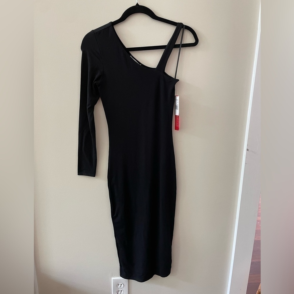 GOOD AMERICAN Day & Night Long Sleeve One Shoulder Bodycon Midi Dress Size 1 NWT